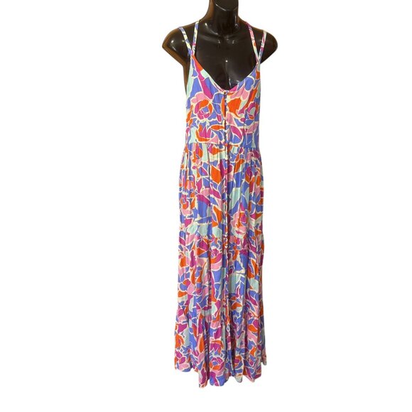 FRNCH Amande Multicolor Tiered Button Front Long Maxi Dress Women's size XS - Picture 2 of 8